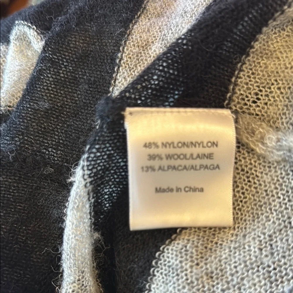 EUC Tory Burch Black and Gray Lightweight Open Front Cardigan Shawl Collar